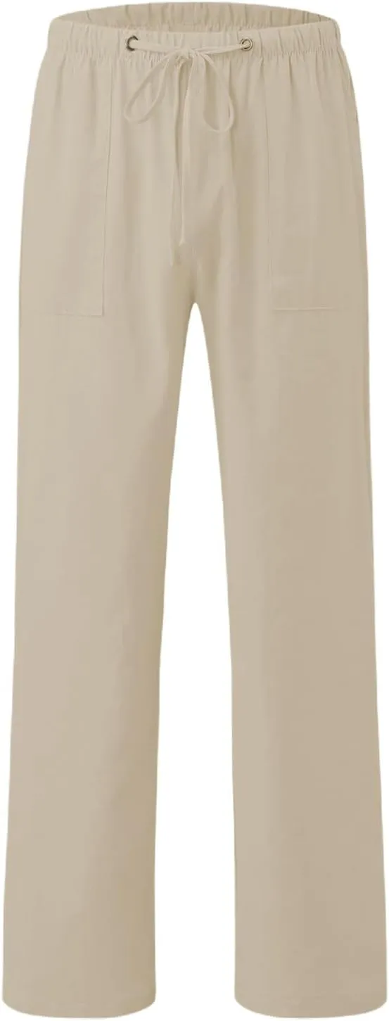 Mens Pants Casual Cotton 2025 Loose Fit Lightweight Trendy Beach Pant Big and Tall Outdoor Fashion Relax Fit Outfits