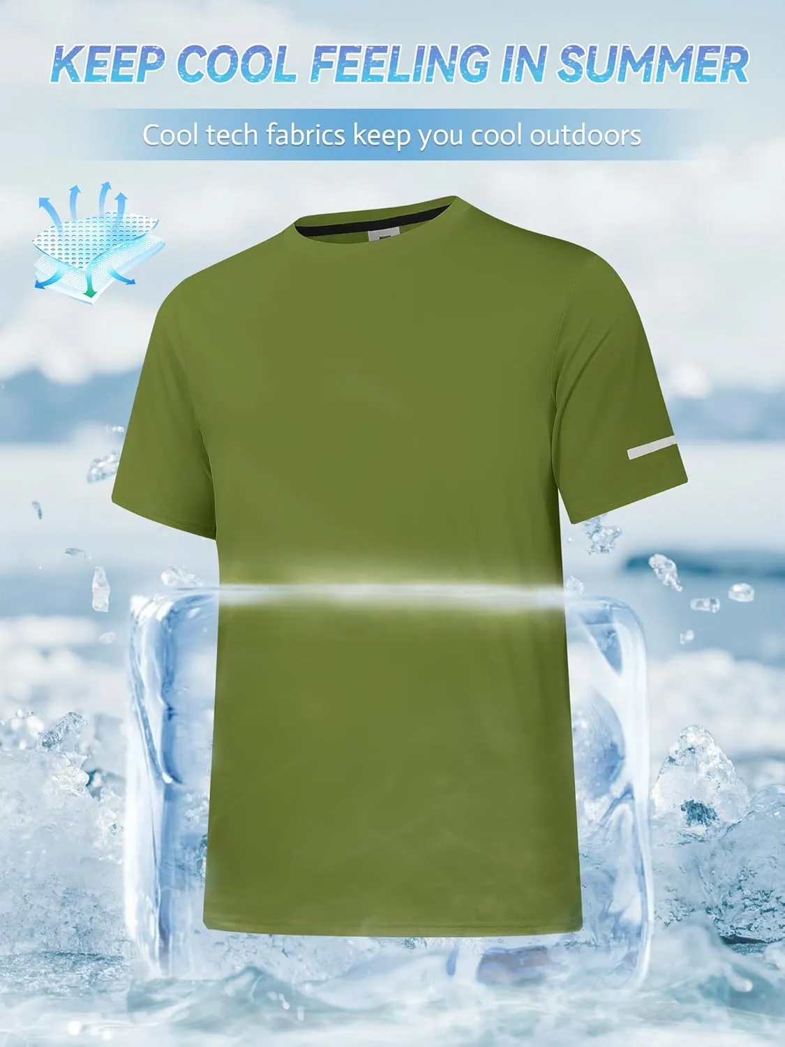 Men's Rash Guard UPF 50  Sun Protection Clothing Short Sleeve T-Shirts for Men Lightweight Quick Dry SPF UV Swim Tees