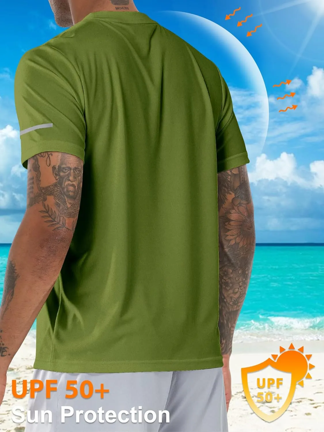 Men's Rash Guard UPF 50  Sun Protection Clothing Short Sleeve T-Shirts for Men Lightweight Quick Dry SPF UV Swim Tees