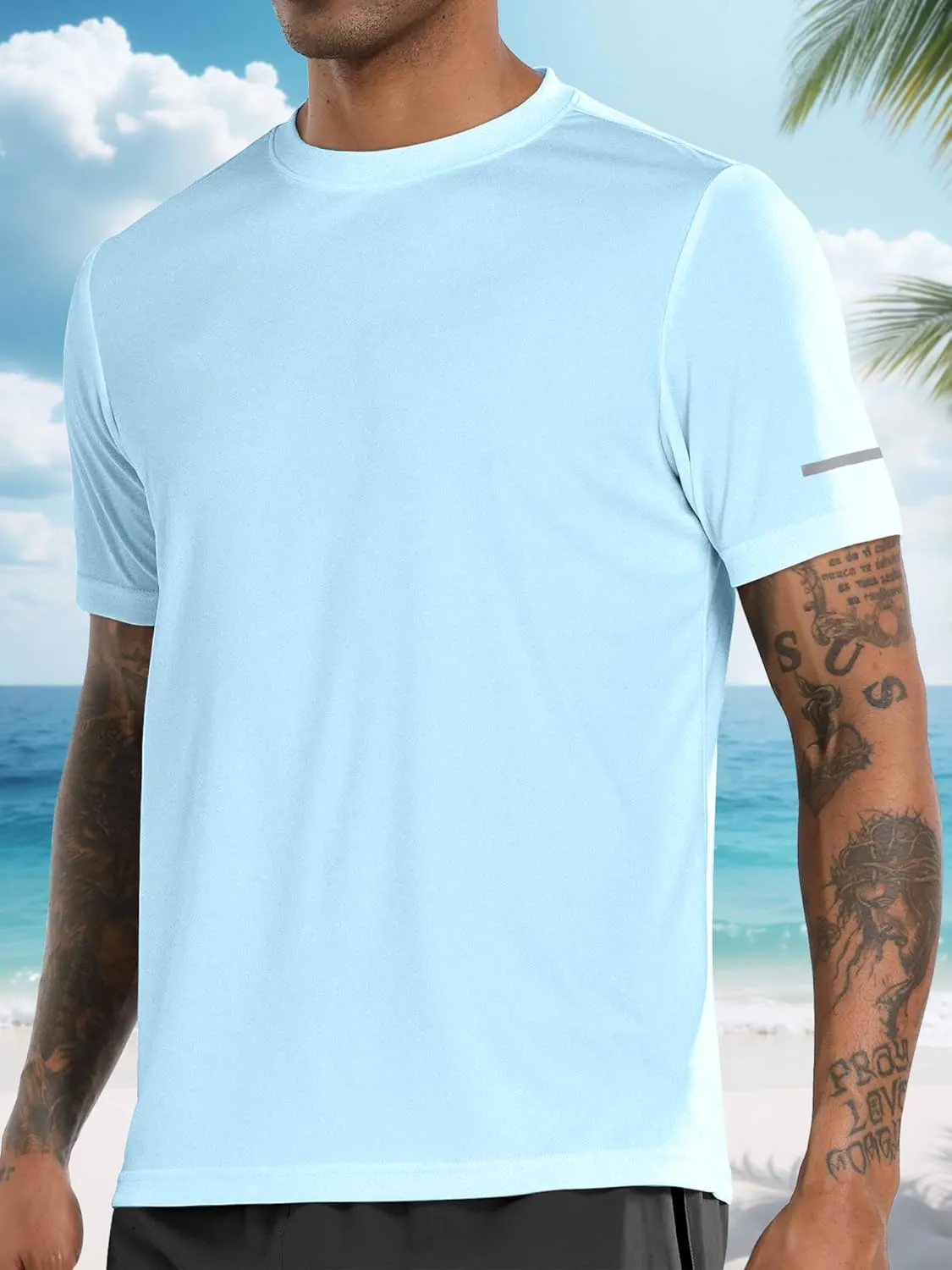Men's Rash Guard UPF 50  Sun Protection Clothing Short Sleeve T-Shirts for Men Lightweight Quick Dry SPF UV Swim Tees