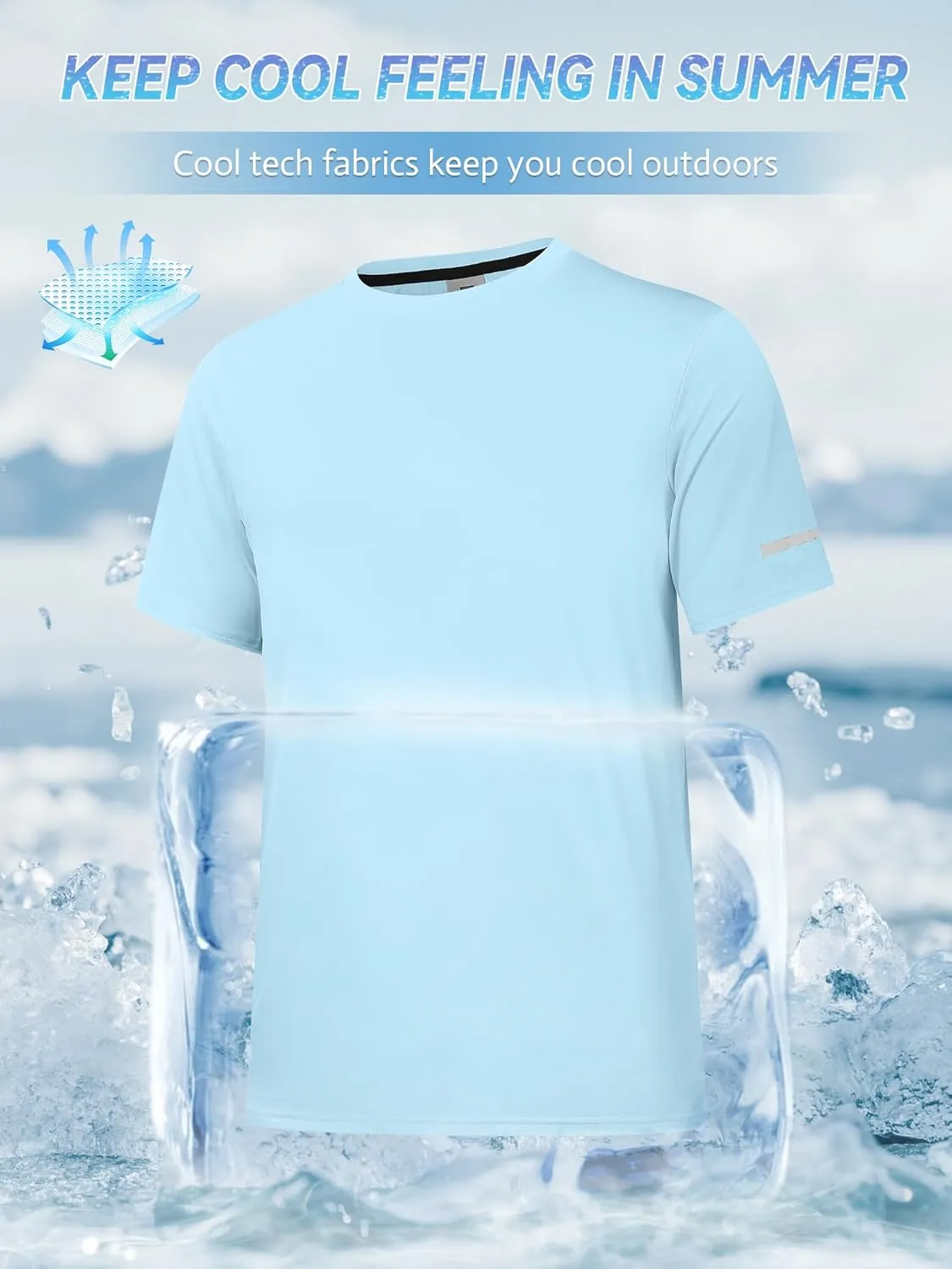 Men's Rash Guard UPF 50  Sun Protection Clothing Short Sleeve T-Shirts for Men Lightweight Quick Dry SPF UV Swim Tees