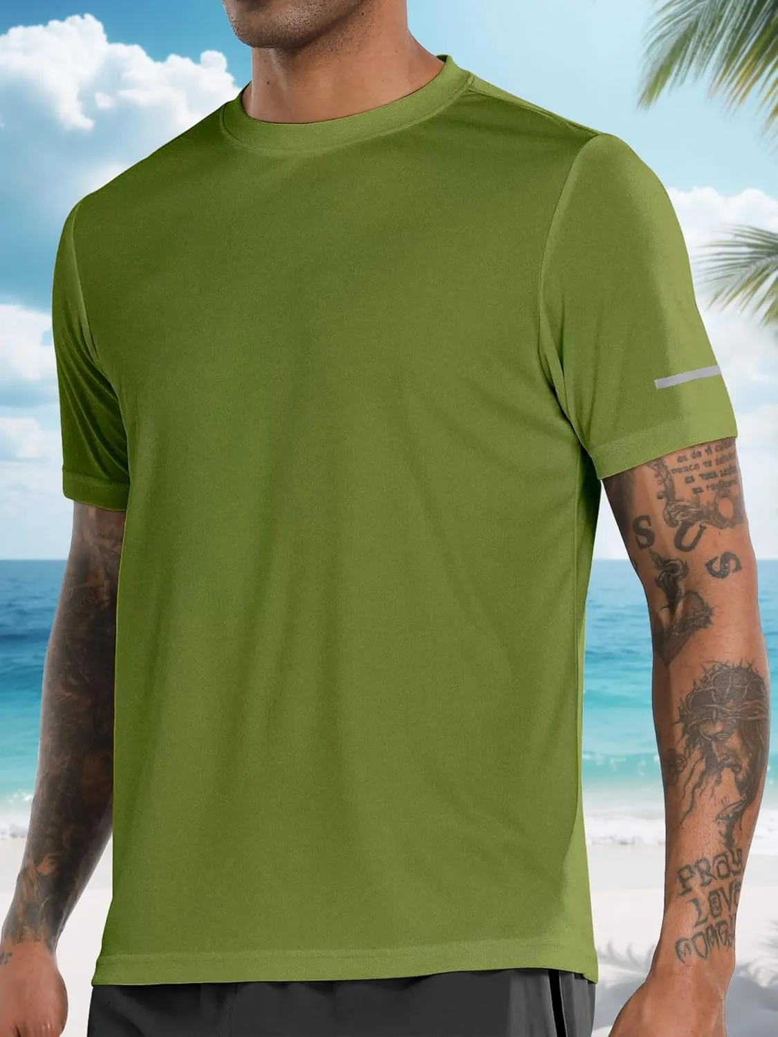 Men's Rash Guard UPF 50  Sun Protection Clothing Short Sleeve T-Shirts for Men Lightweight Quick Dry SPF UV Swim Tees