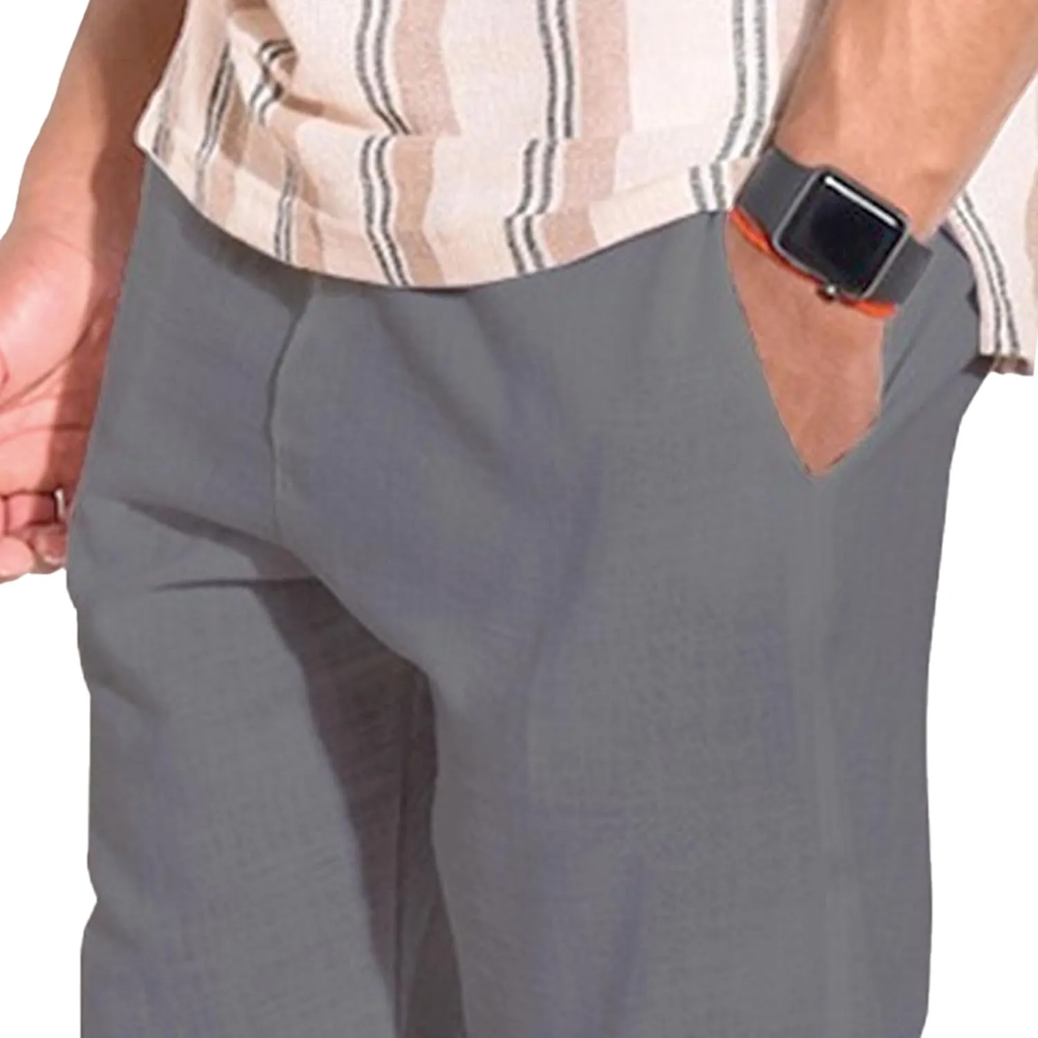 Men's Work Business Casual Pants Loose Fit Straight-Leg Slack Trendy Summer Yoga Beach Long Trousers