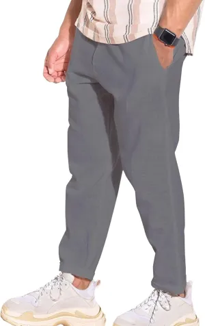 Men's Work Business Casual Pants Loose Fit Straight-Leg Slack Trendy Summer Yoga Beach Long Trousers
