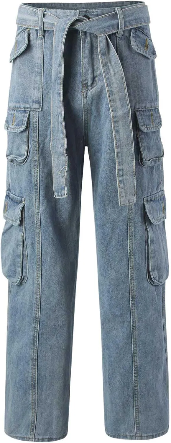 Men's Y2K Jeans Vintage Hip Hop Streetwear Baggy Denim Pants Loose Fit Straight Leg Embroidery Harajuku Denim Pants Trousers