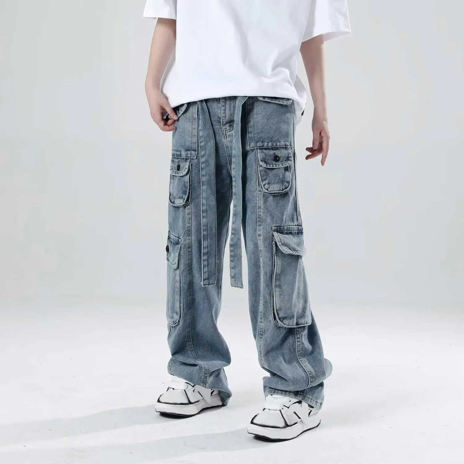 Men's Y2K Jeans Vintage Hip Hop Streetwear Baggy Denim Pants Loose Fit Straight Leg Embroidery Harajuku Denim Pants Trousers