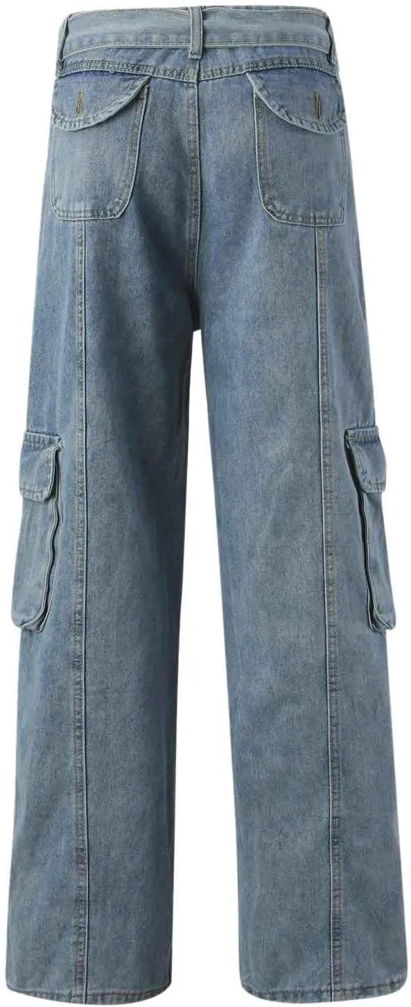 Men's Y2K Jeans Vintage Hip Hop Streetwear Baggy Denim Pants Loose Fit Straight Leg Embroidery Harajuku Denim Pants Trousers