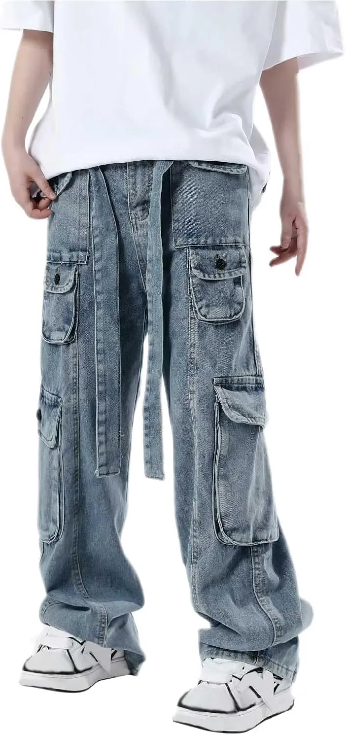 Men's Y2K Jeans Vintage Hip Hop Streetwear Baggy Denim Pants Loose Fit Straight Leg Embroidery Harajuku Denim Pants Trousers