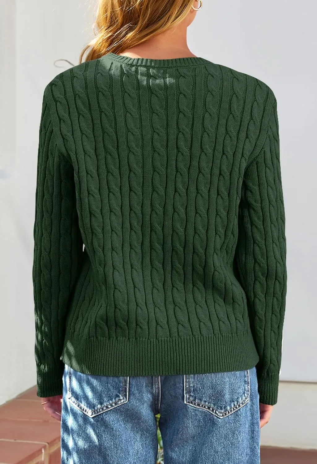 MEROKEETY Women's Cable Knit Open Front Cardigan Sweaters Fall Long Sleeve Button Down Soft Outwear