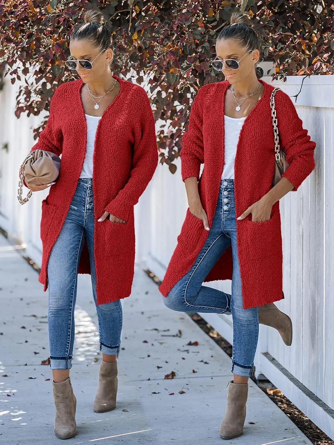 MEROKEETY Women's Long Sleeve Soft Chunky Knit Sweater Open Front Cardigans Outwear Coat