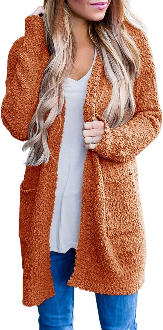 MEROKEETY Women's Long Sleeve Soft Chunky Knit Sweater Open Front Cardigans Outwear Coat