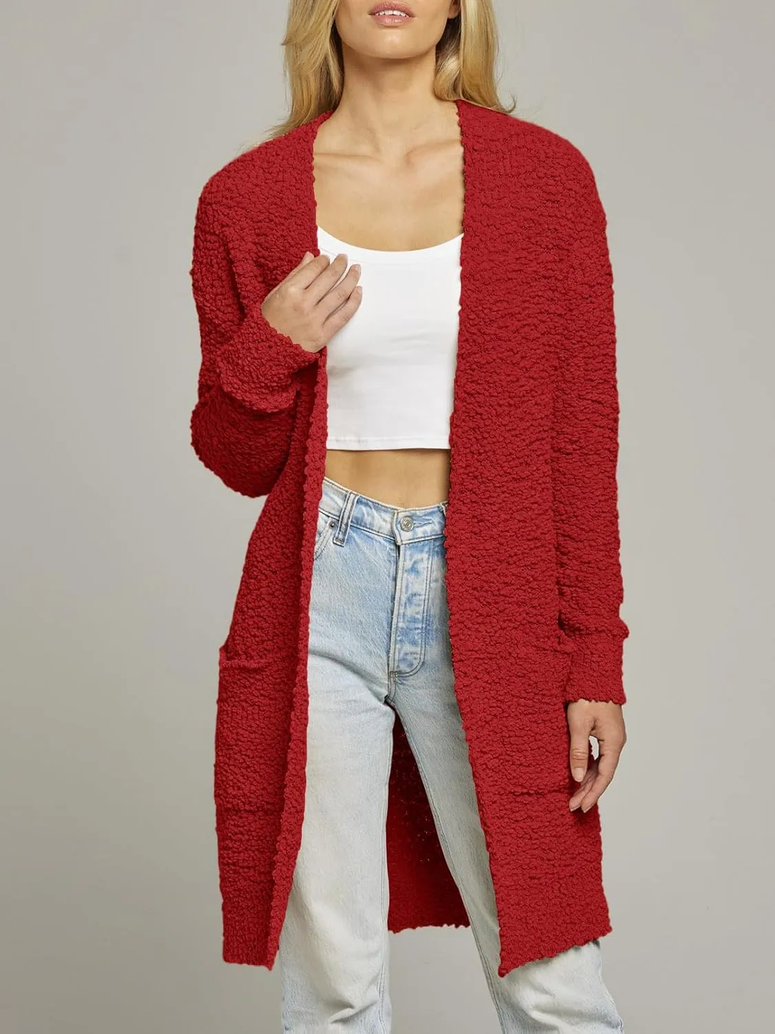 MEROKEETY Women's Long Sleeve Soft Chunky Knit Sweater Open Front Cardigans Outwear Coat