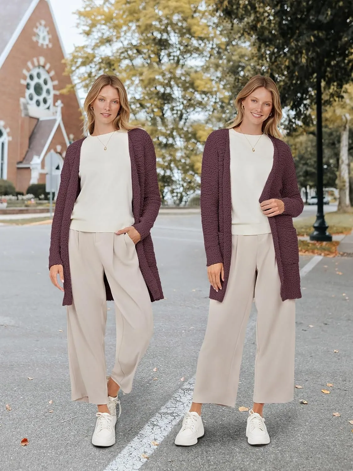 MEROKEETY Women's Long Sleeve Soft Chunky Knit Sweater Open Front Cardigans Outwear Coat
