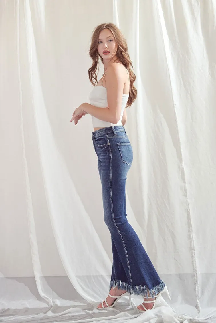 Mid Rise Hem Detail Flare