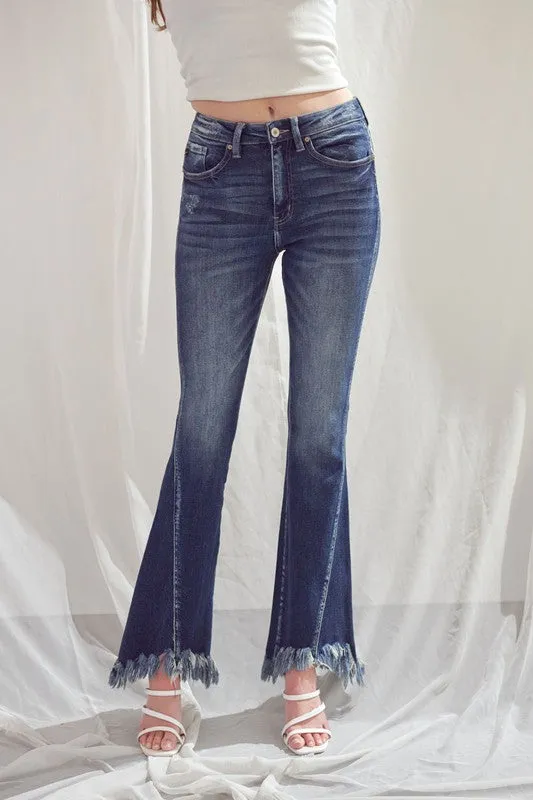 Mid Rise Hem Detail Flare