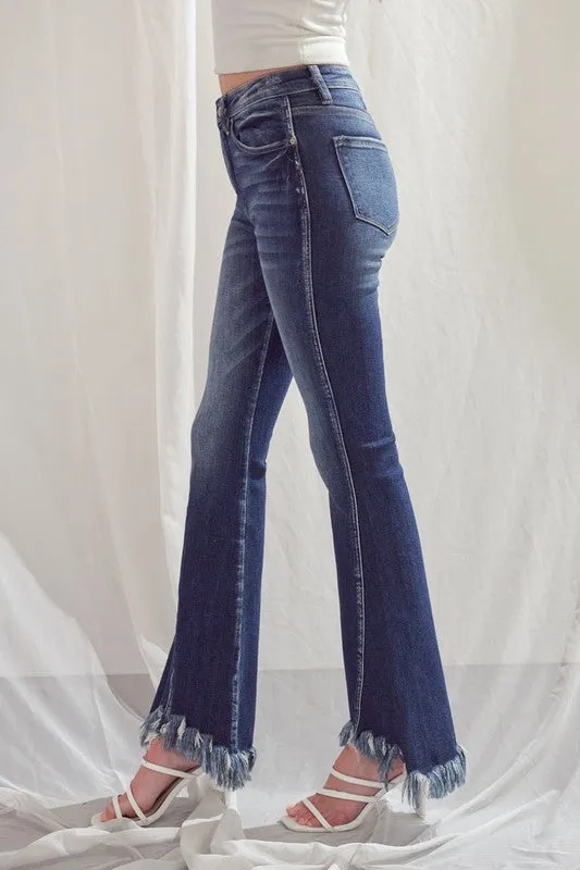Mid Rise Hem Detail Flare