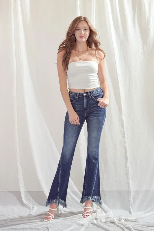 Mid Rise Hem Detail Flare