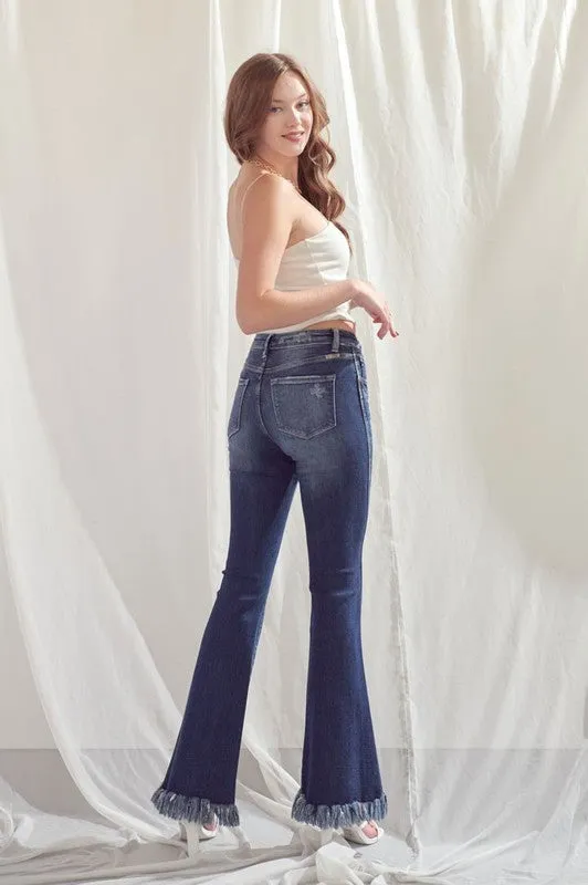 Mid Rise Hem Detail Flare