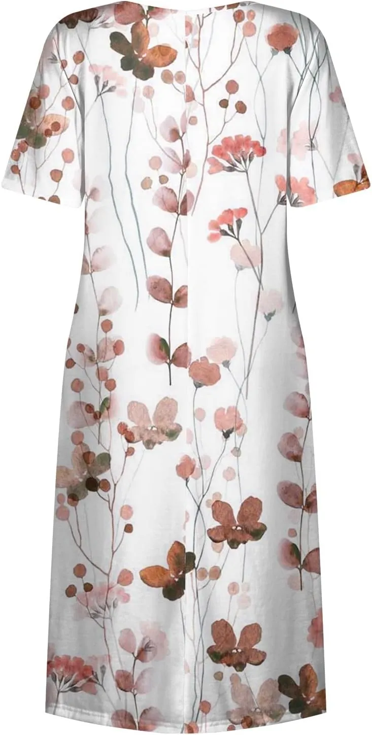 Midi Dresses for Women,Short Sleeve Elegant Formal Ruched Flowy Trendy Plus Size Casual Summer Wedding Guest Dress
