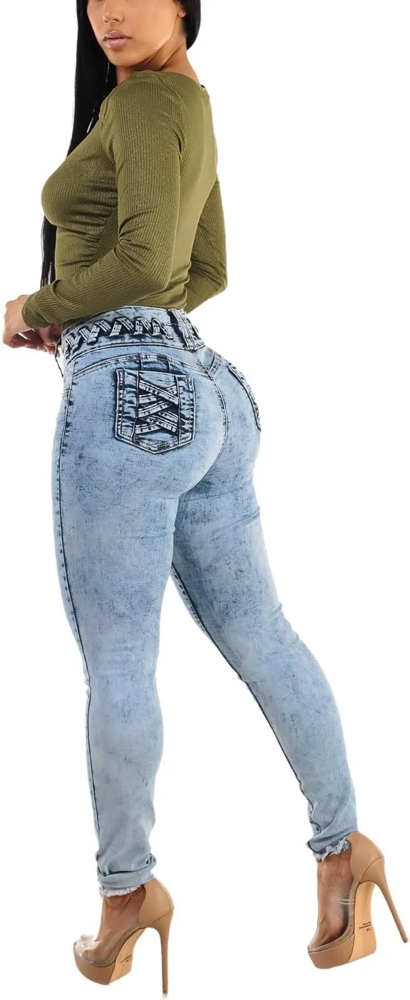Moda Xpress High Waisted Butt Lifting Jeans for Women - Colombian Design Jeans Levanta Cola