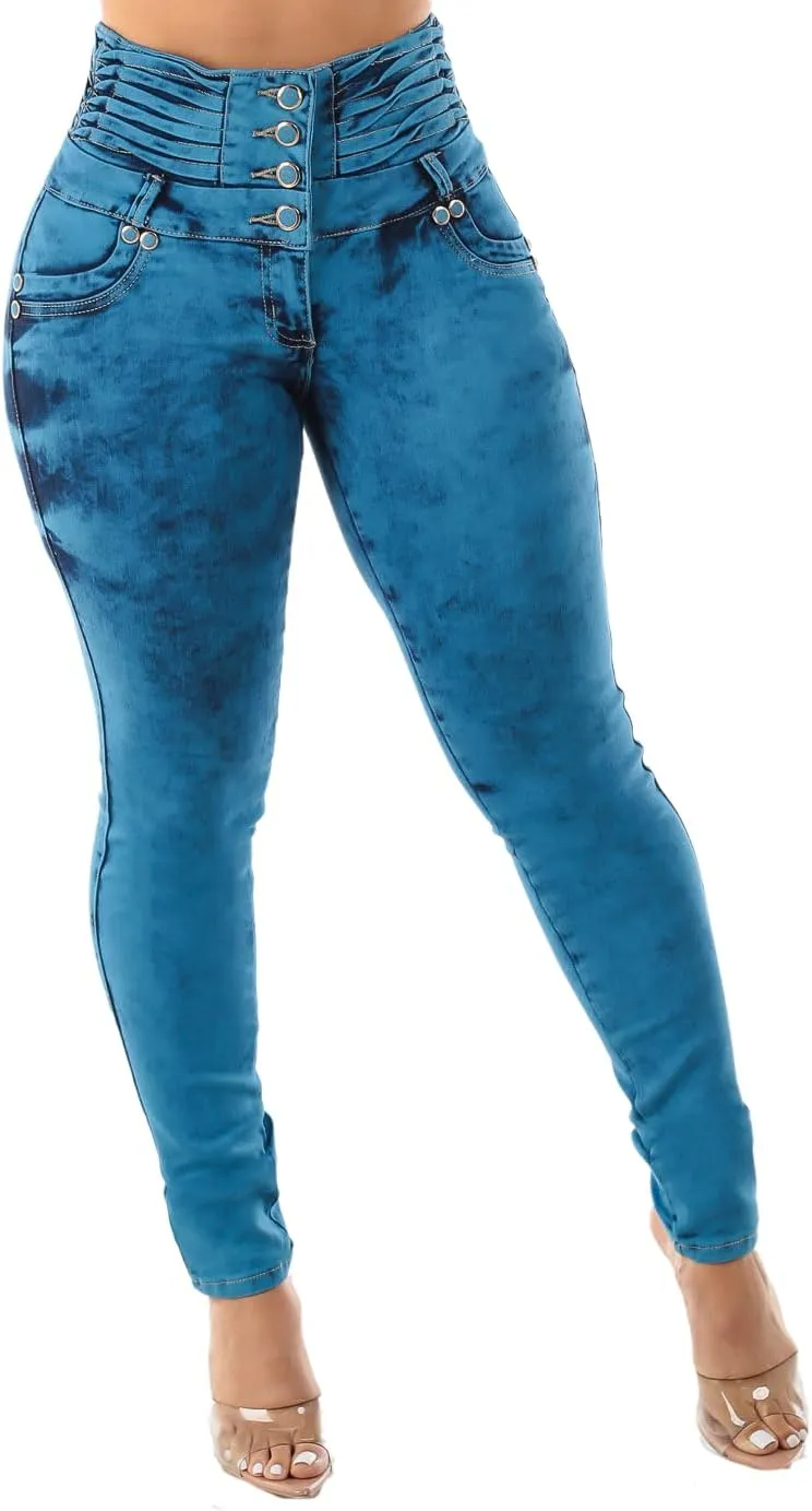 Moda Xpress High Waisted Butt Lifting Jeans for Women - Colombian Design Jeans Levanta Cola