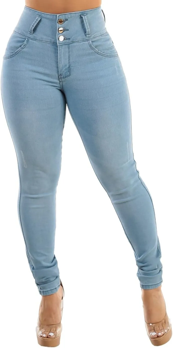 Moda Xpress High Waisted Butt Lifting Jeans for Women - Colombian Design Jeans Levanta Cola