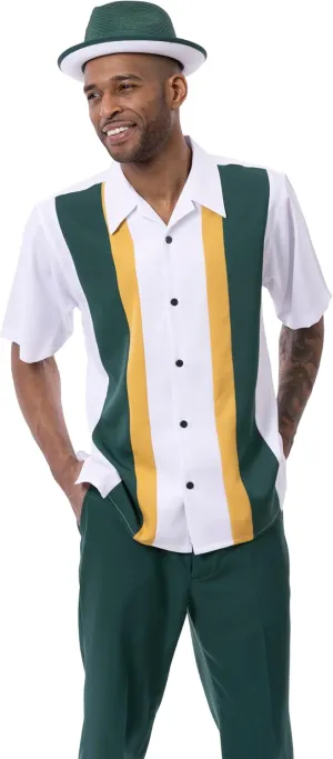 MONTIQUE Men's Walking Suit  Short Sleeve Button-Up Shirt & Relaxed-Fit Cuffed Pants - 2410
