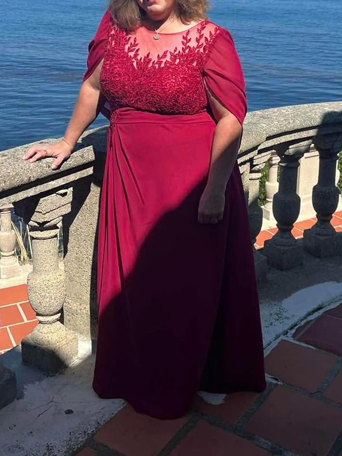 Mother of The Bride Dresses Pleated Sequins Plus Size Formal Evening Dress Lace Appliques Long Chiffon Evening Dress