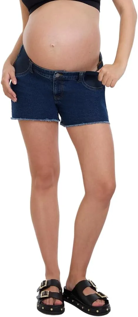 Motherhood Maternity Women's Under The Belly Cutoff Denim Pregnancy Short