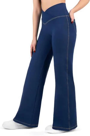 Nirlon Wide Leg Crossover Jeggings - Wide Leg Womens Jeans Jeggings for Women Tummy Control Women's Jeans Leggings with Flare