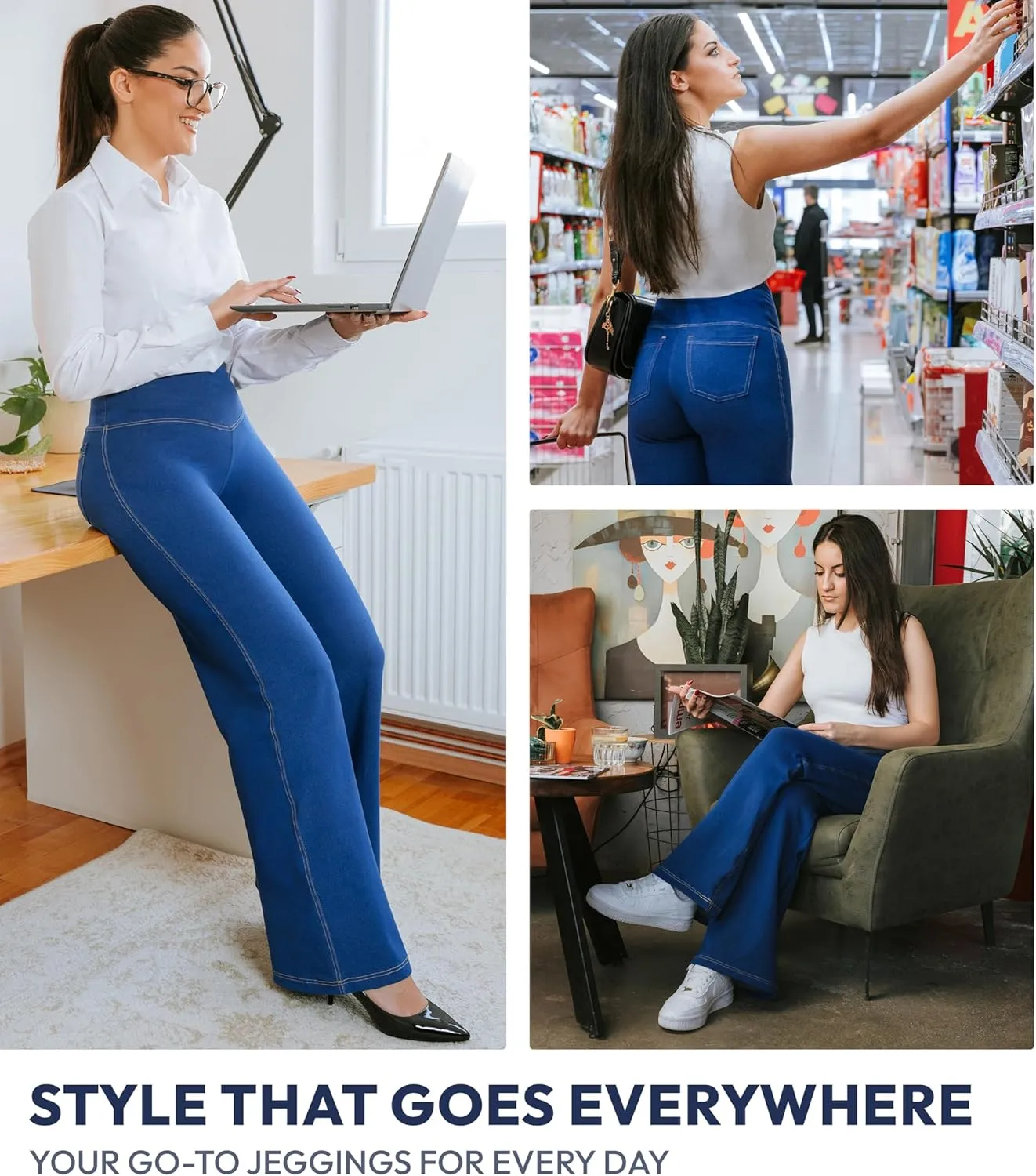 Nirlon Wide Leg Crossover Jeggings - Wide Leg Womens Jeans Jeggings for Women Tummy Control Women's Jeans Leggings with Flare