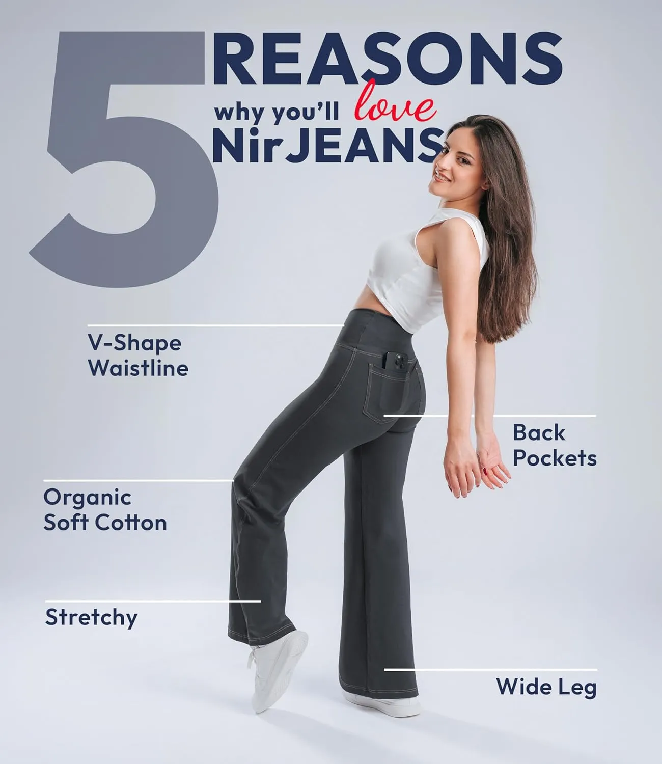 Nirlon Wide Leg Crossover Jeggings - Wide Leg Womens Jeans Jeggings for Women Tummy Control Women's Jeans Leggings with Flare