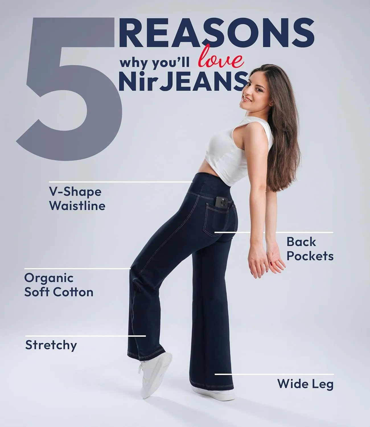Nirlon Wide Leg Crossover Jeggings - Wide Leg Womens Jeans Jeggings for Women Tummy Control Women's Jeans Leggings with Flare