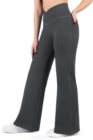 Nirlon Wide Leg Crossover Jeggings - Wide Leg Womens Jeans Jeggings for Women Tummy Control Women's Jeans Leggings with Flare