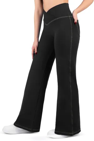 Nirlon Wide Leg Crossover Jeggings - Wide Leg Womens Jeans Jeggings for Women Tummy Control Women's Jeans Leggings with Flare