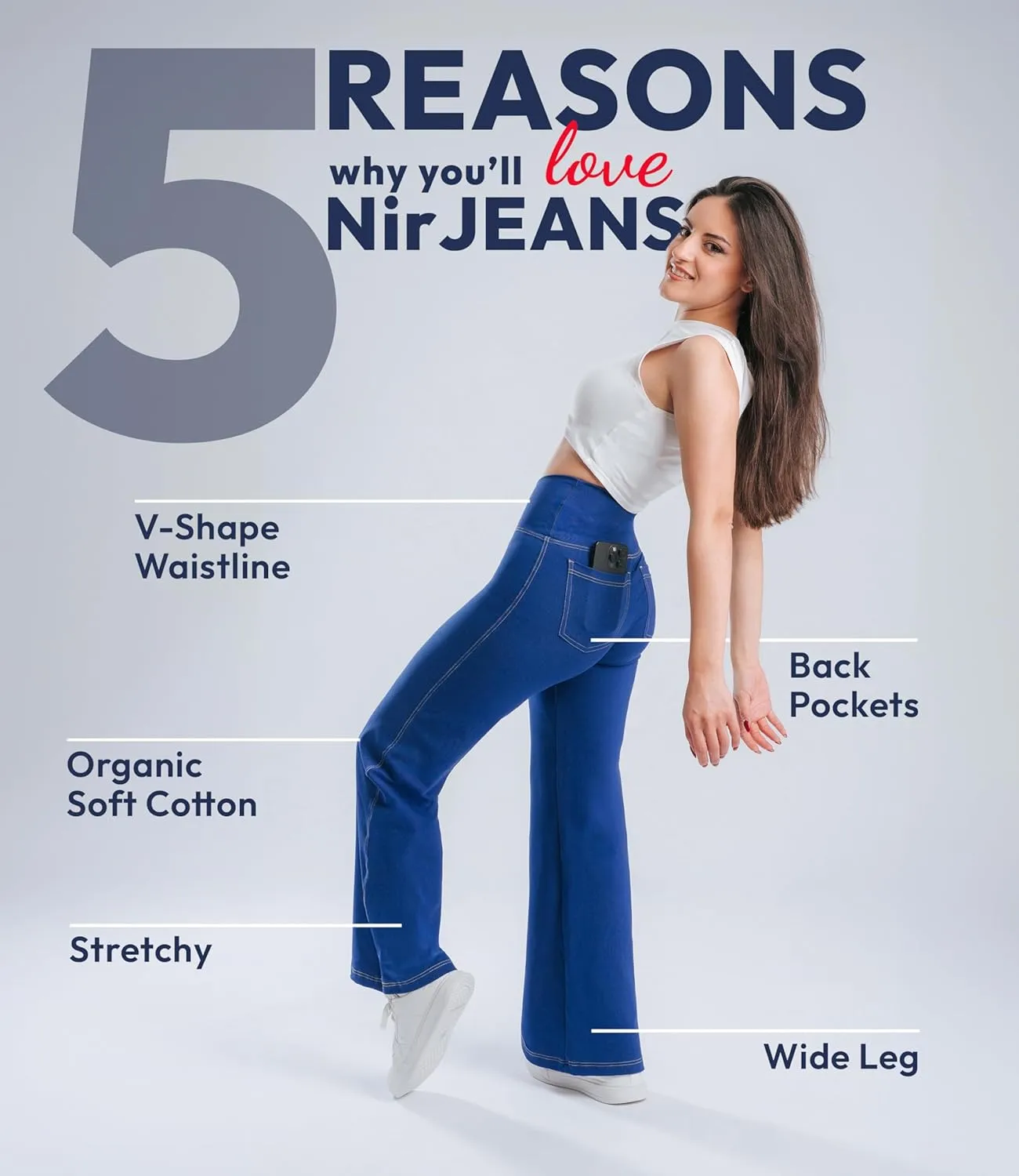 Nirlon Wide Leg Crossover Jeggings - Wide Leg Womens Jeans Jeggings for Women Tummy Control Women's Jeans Leggings with Flare