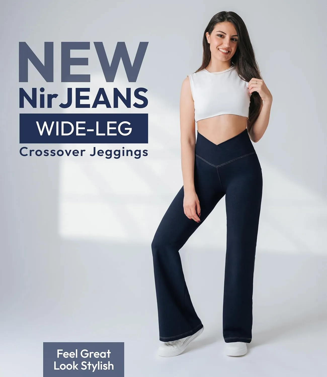 Nirlon Wide Leg Crossover Jeggings - Wide Leg Womens Jeans Jeggings for Women Tummy Control Women's Jeans Leggings with Flare