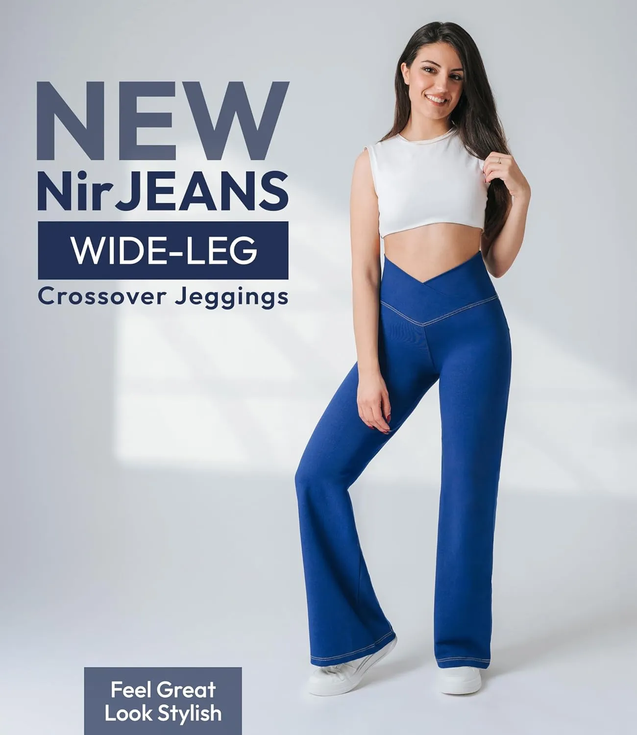 Nirlon Wide Leg Crossover Jeggings - Wide Leg Womens Jeans Jeggings for Women Tummy Control Women's Jeans Leggings with Flare