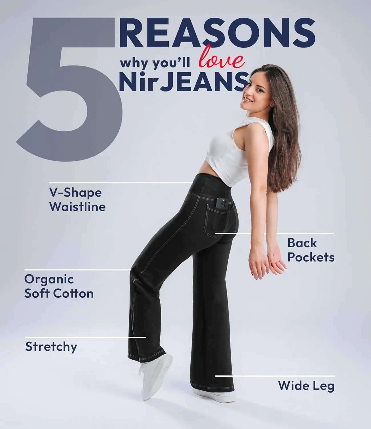 Nirlon Wide Leg Crossover Jeggings - Wide Leg Womens Jeans Jeggings for Women Tummy Control Women's Jeans Leggings with Flare
