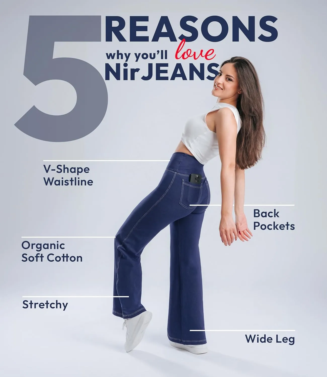 Nirlon Wide Leg Crossover Jeggings - Wide Leg Womens Jeans Jeggings for Women Tummy Control Women's Jeans Leggings with Flare