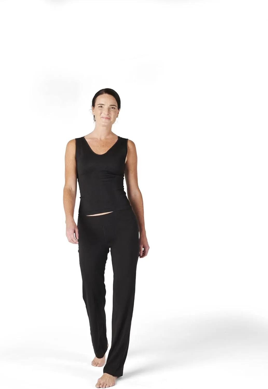 No Nonsense Lounge Yoga Pants Black Flared Cotton Leggings, 32.5 Inseam, Wide Waistband, No Show Coverage, Relaxed Flare Leg