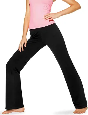 No Nonsense Lounge Yoga Pants Black Flared Cotton Leggings, 32.5 Inseam, Wide Waistband, No Show Coverage, Relaxed Flare Leg