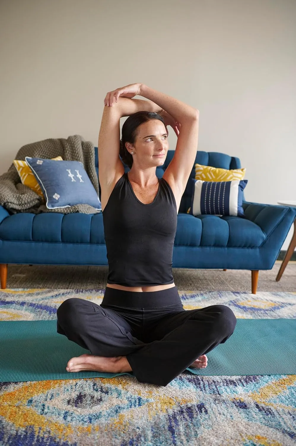 No Nonsense Lounge Yoga Pants Black Flared Cotton Leggings, 32.5 Inseam, Wide Waistband, No Show Coverage, Relaxed Flare Leg