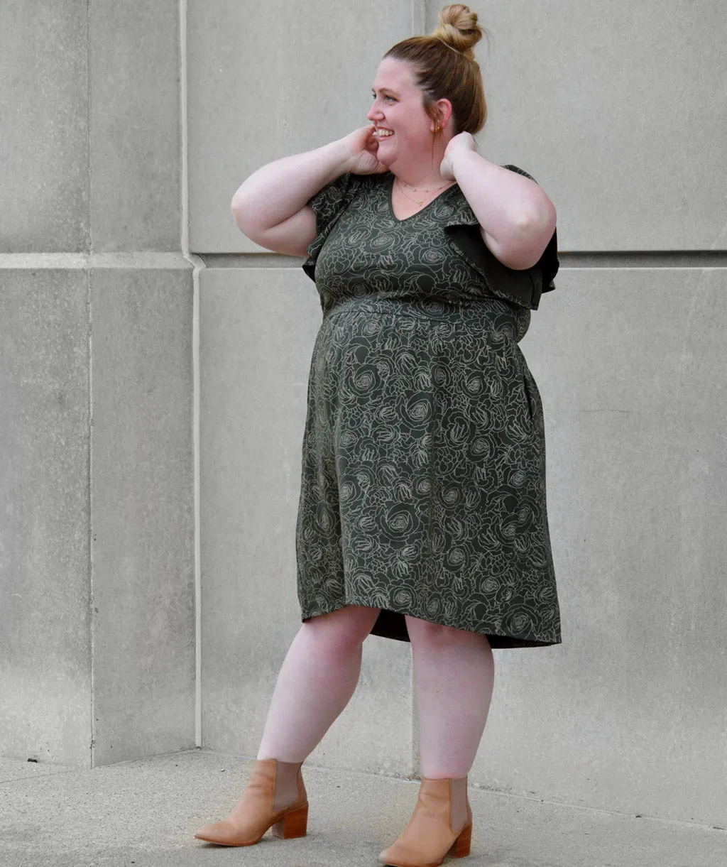 NOELA dress in Olive Print