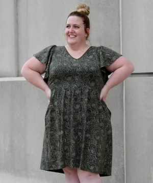 NOELA dress in Olive Print