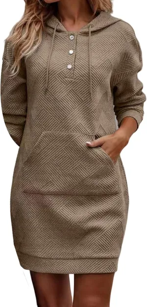 NREALY Trendy Dresses for Women 2024 Hoodie Dress for Women with Pockets Sweatshirt Dresses for Women 2024