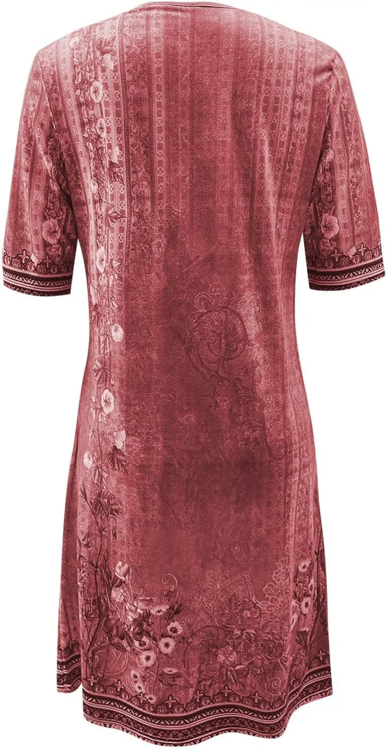 OIOLOYJM Plus Size Summer Dresses for Women 2025 Plus Size Dresses for Curvy Women 3/4 Sleeve Casual Boho Kaftan Dresses