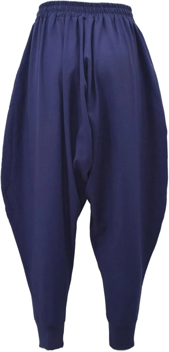 PACEIADTA Mens Casual Harem Pants Baggy Aladdin Hippie Elastic Waist Drop Crotch Trousers