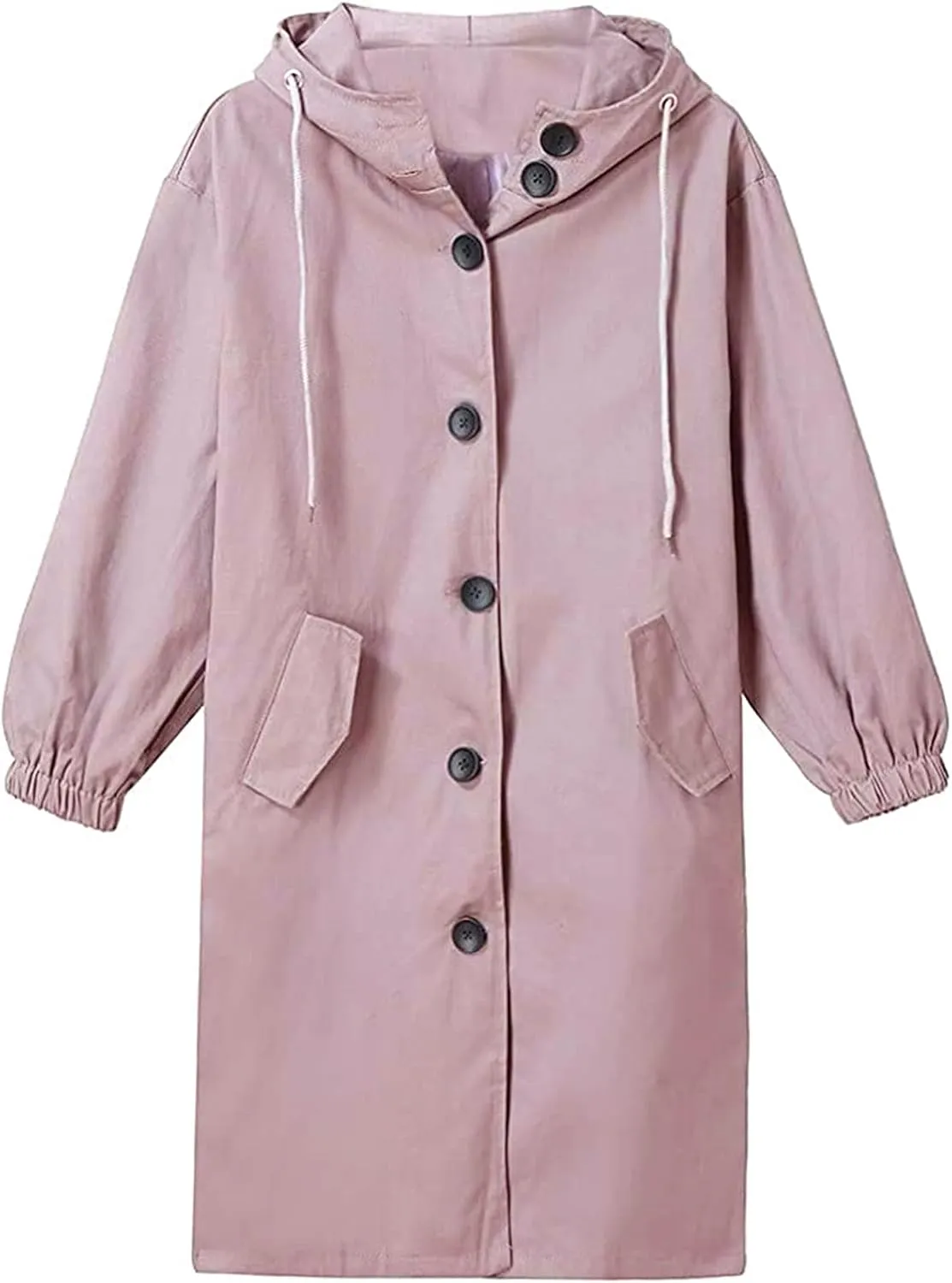 rain jackets for women waterproof Light buttons hooded Raincoat Windbreaker long sleeve Outdoor Trench Coats tops