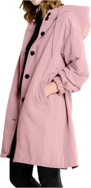 rain jackets for women waterproof Light buttons hooded Raincoat Windbreaker long sleeve Outdoor Trench Coats tops
